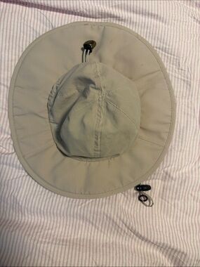 Wide-Brim Sun Hat with Adjustable Chin Cord - Beige